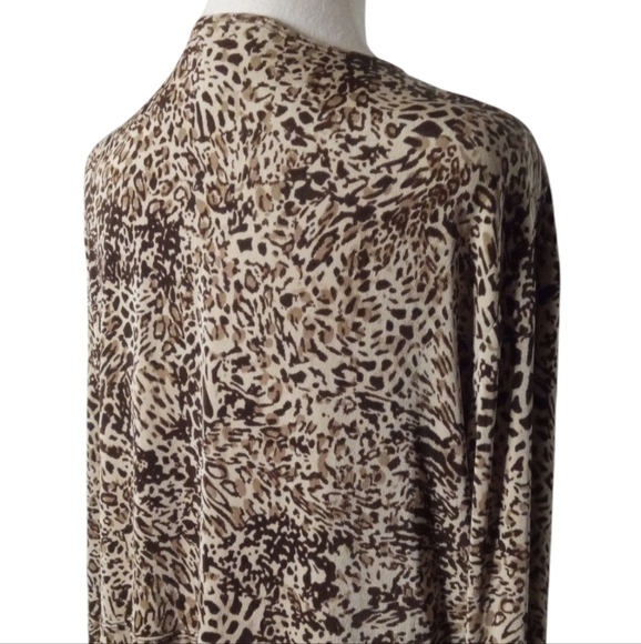 Chicos Travelers Slinky Knit Tie Front Leopard Print Cardigan Vacation Size 3 XL - Picture 6 of 7